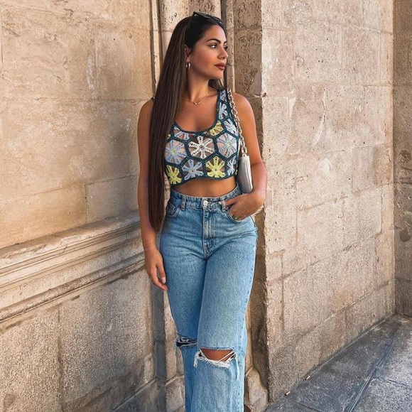 NWT Zara 2 Piece Floral Crochet Knit Top And Skirt - Picture 6 of 16